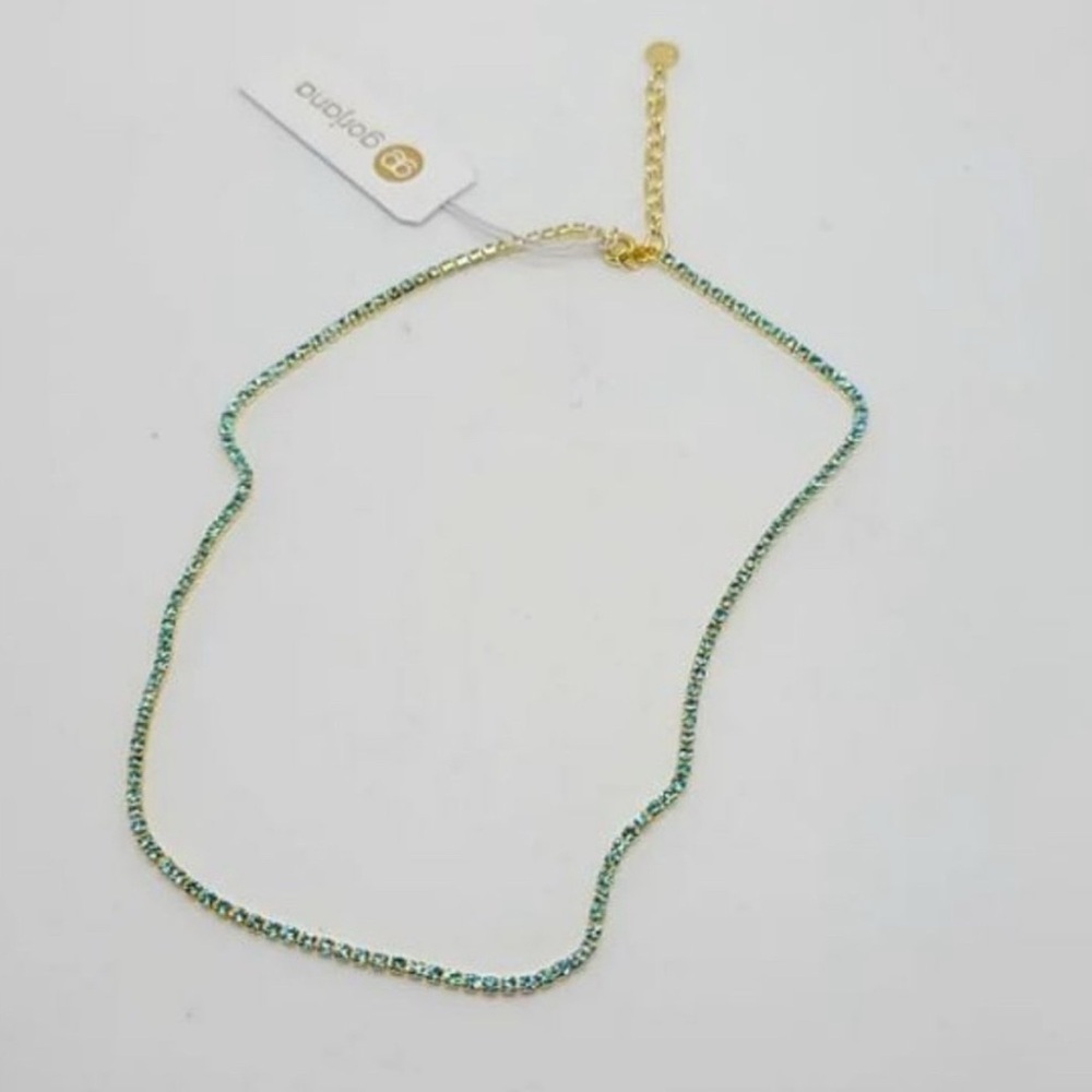 Gorjana Neckace 18k Gold Plated Lexi Aqua Blue Crystal - Picture 4 of 5